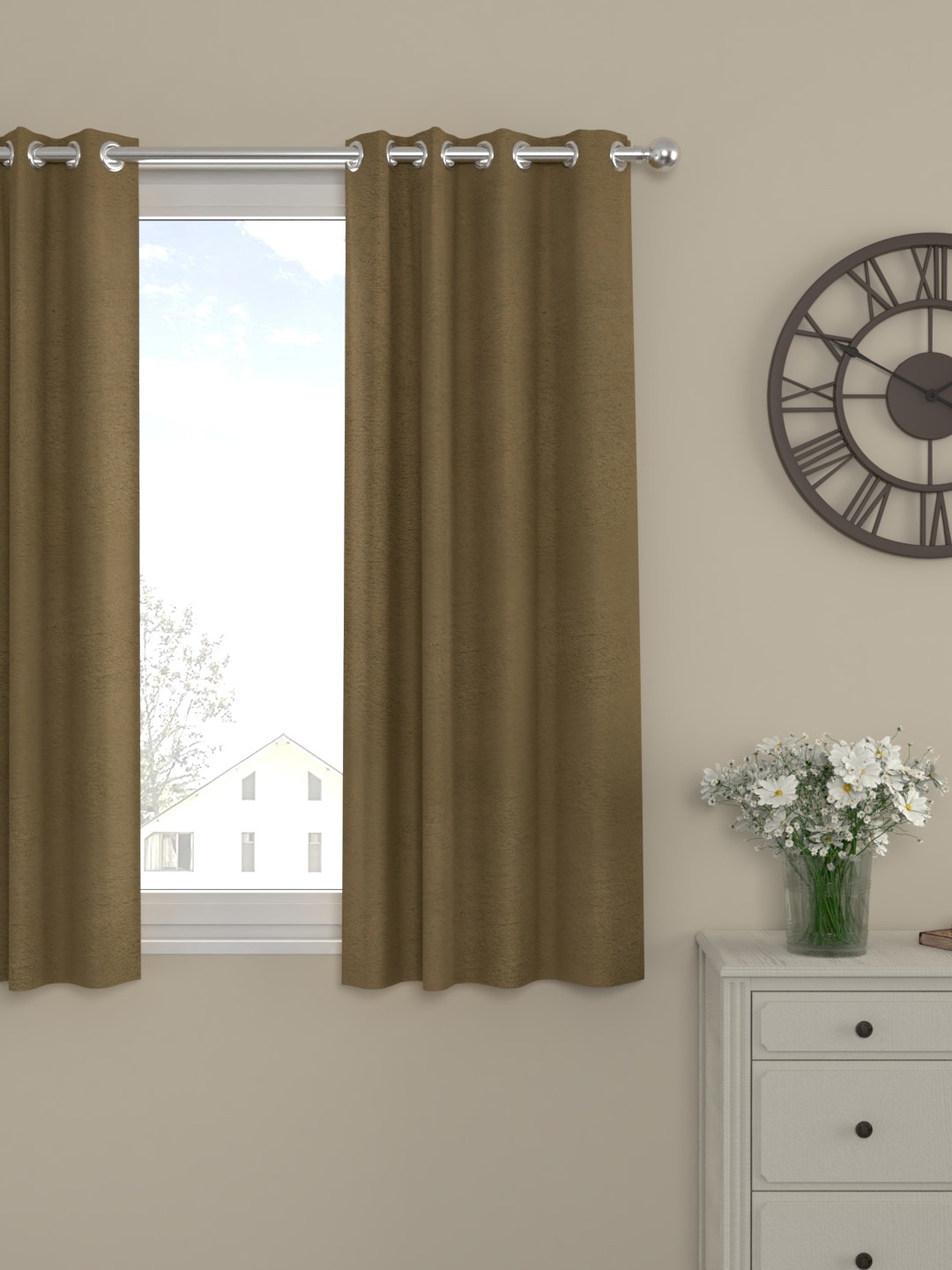 

ROSARA HOME Brown Single Window Curtain