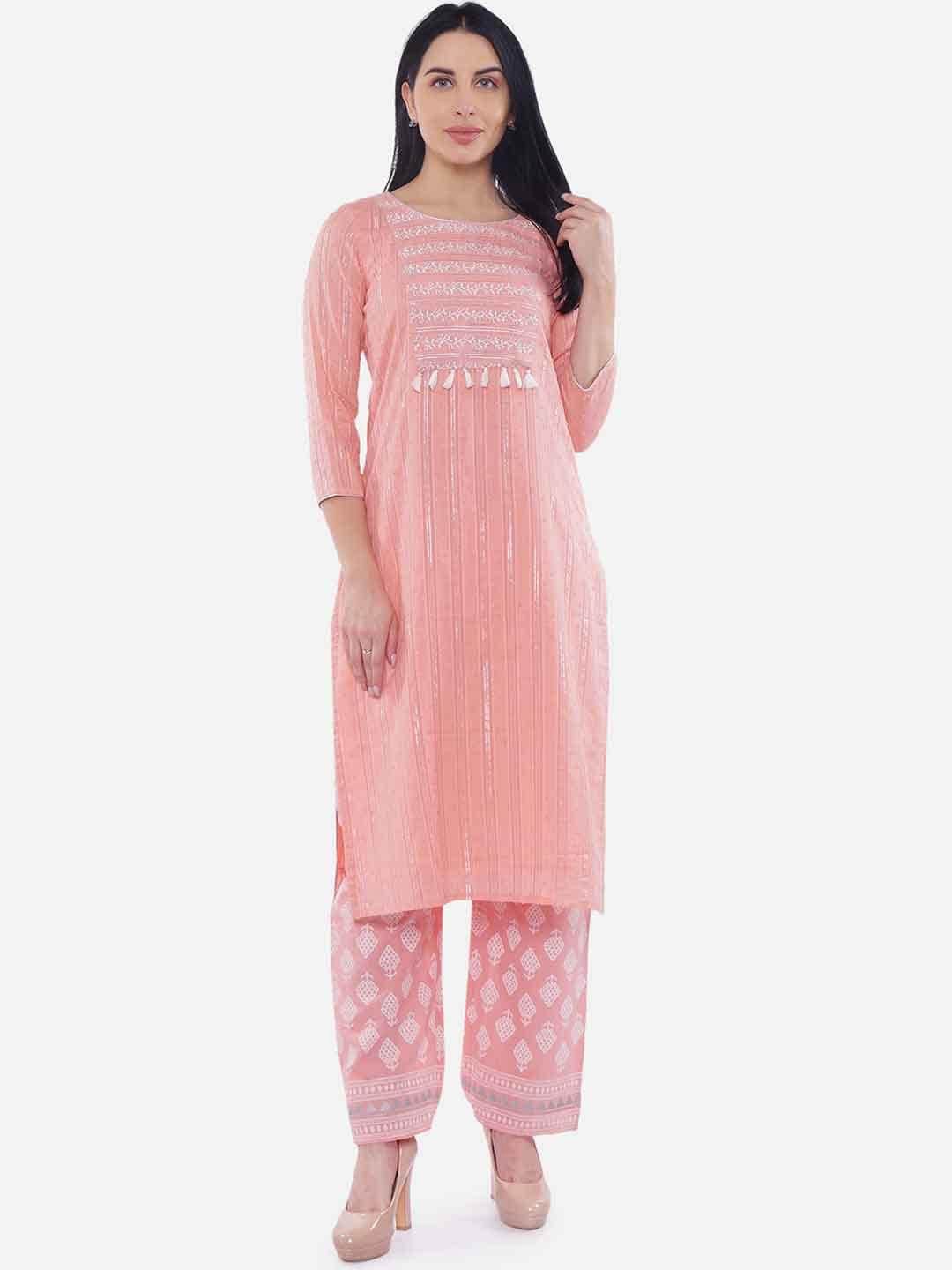 

Be Indi Women Pink Yoke Design Kurta with Palazzos