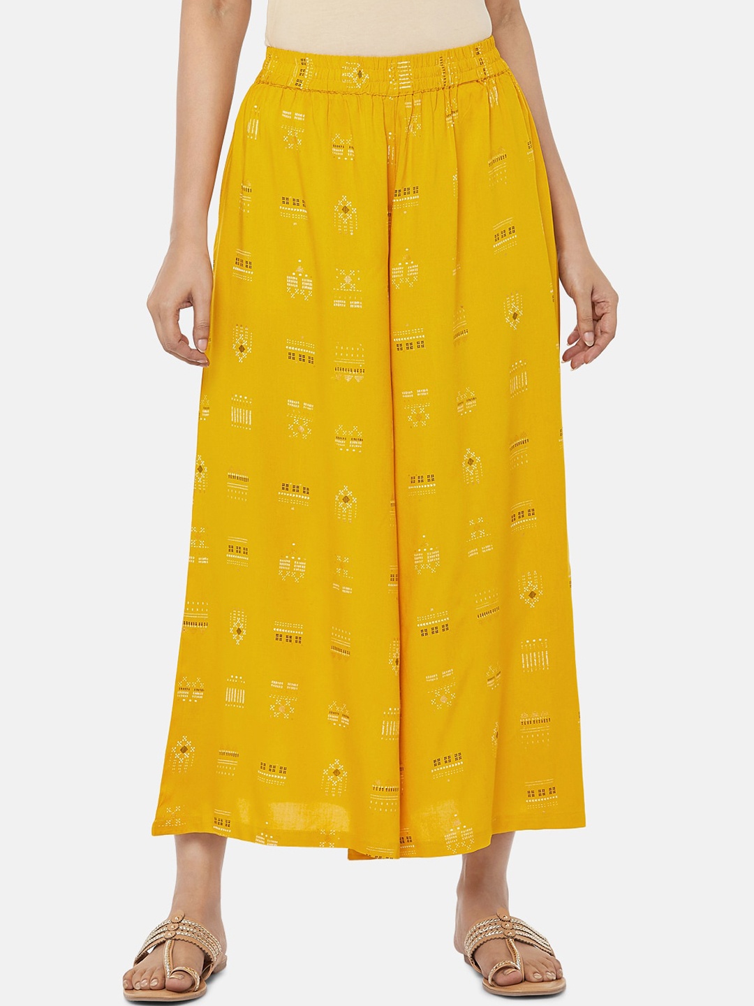 RANGMANCH BY PANTALOONS Women Mustard Printed, Yellow