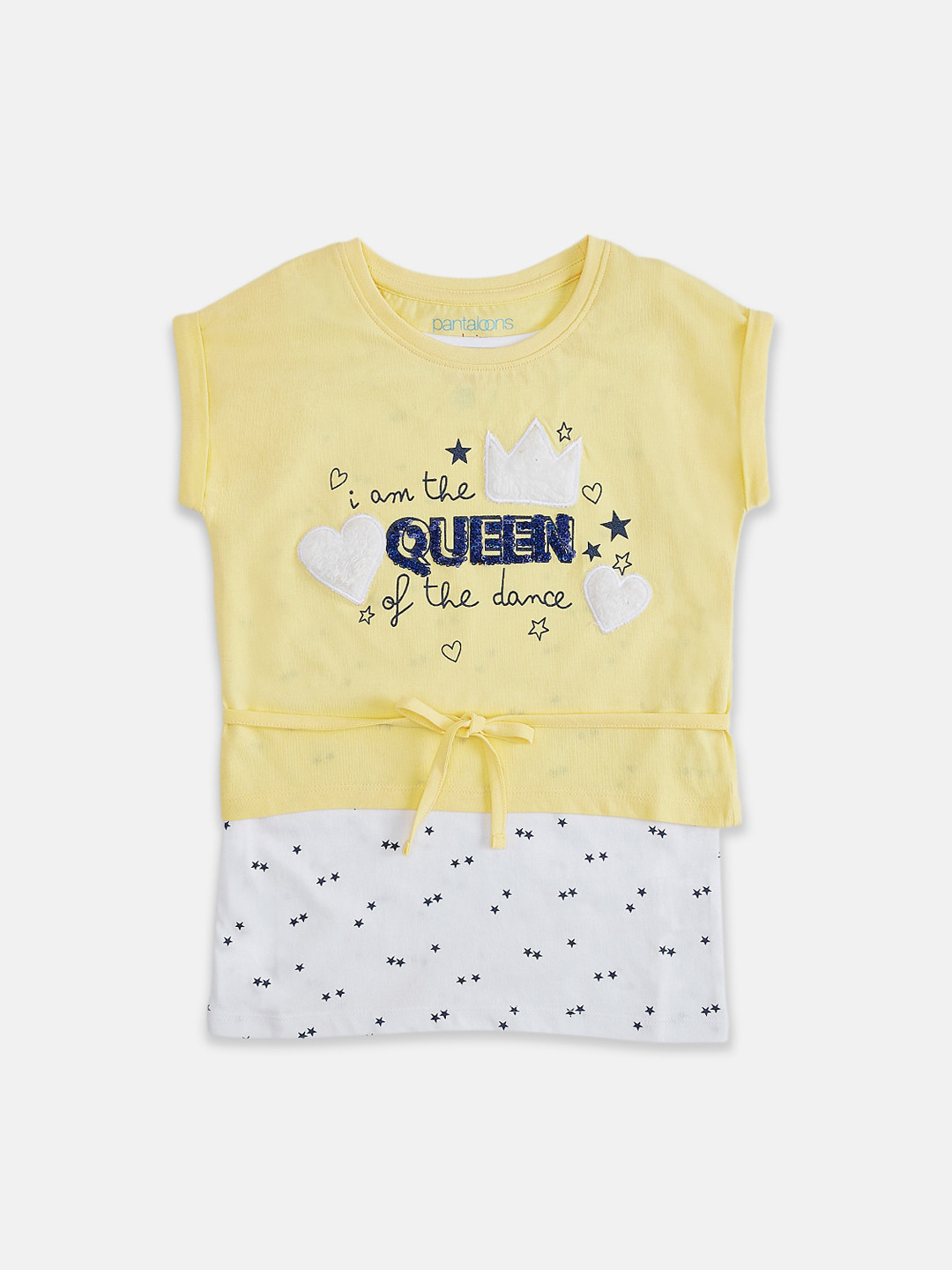

Pantaloons Junior Girls Yellow Colourblocked Round Neck T-shirt