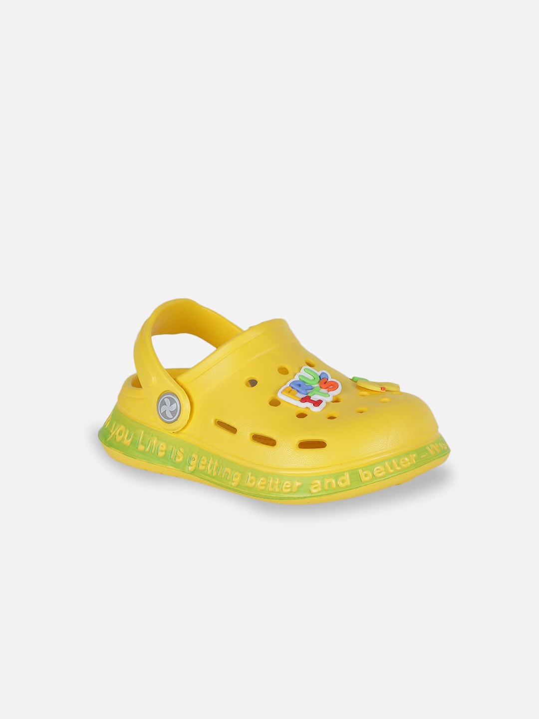 

PASSION PETALS Kids Yellow Embellished Clogs