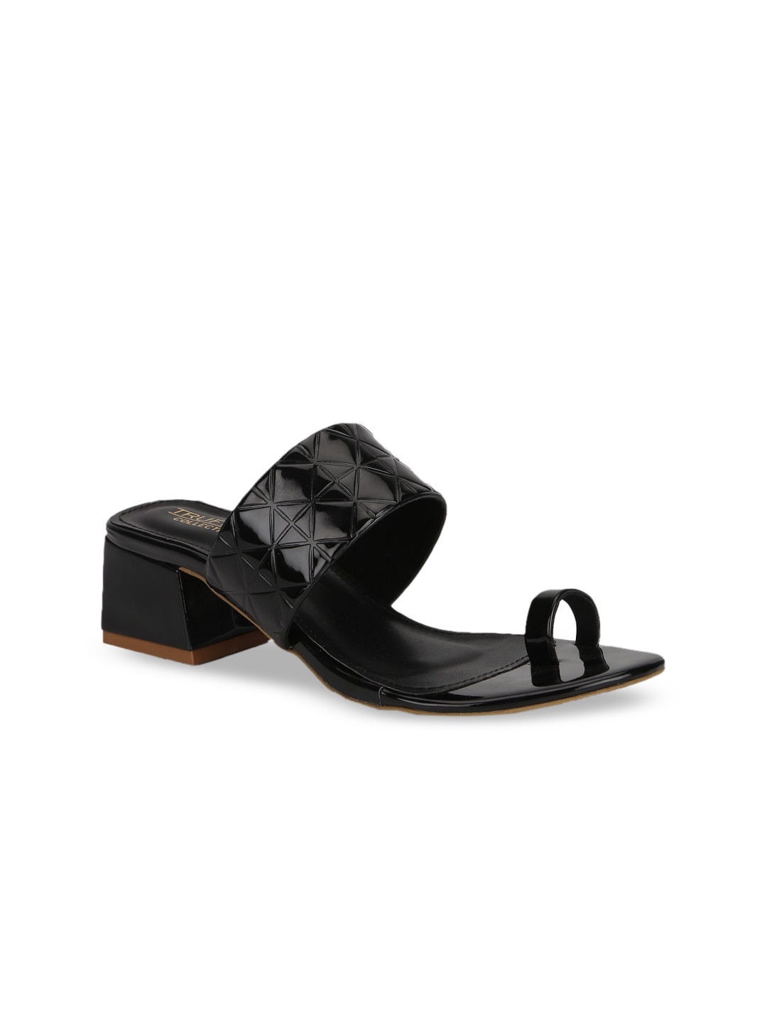 Truffle Collection Women Black Textured Sandals