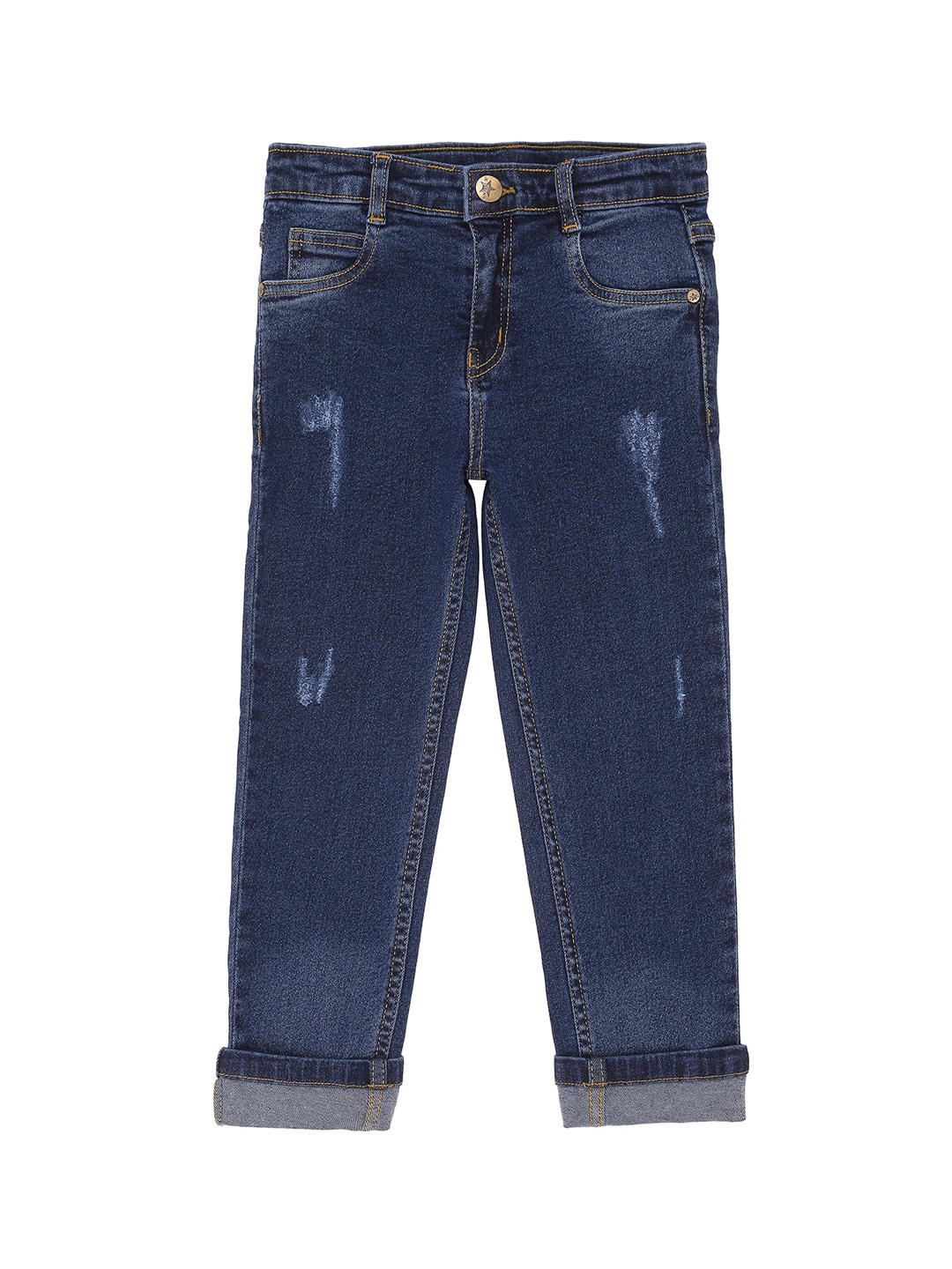 

High Star Boys Blue Slim Fit Mid-Rise Stretchable Low Distress Jeans