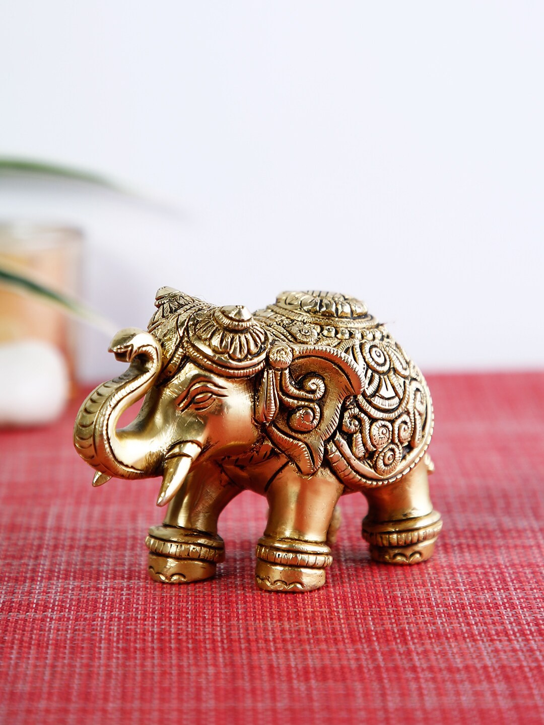 

CraftVatika Gold-Plated Elephant Trunk Up Showpiece
