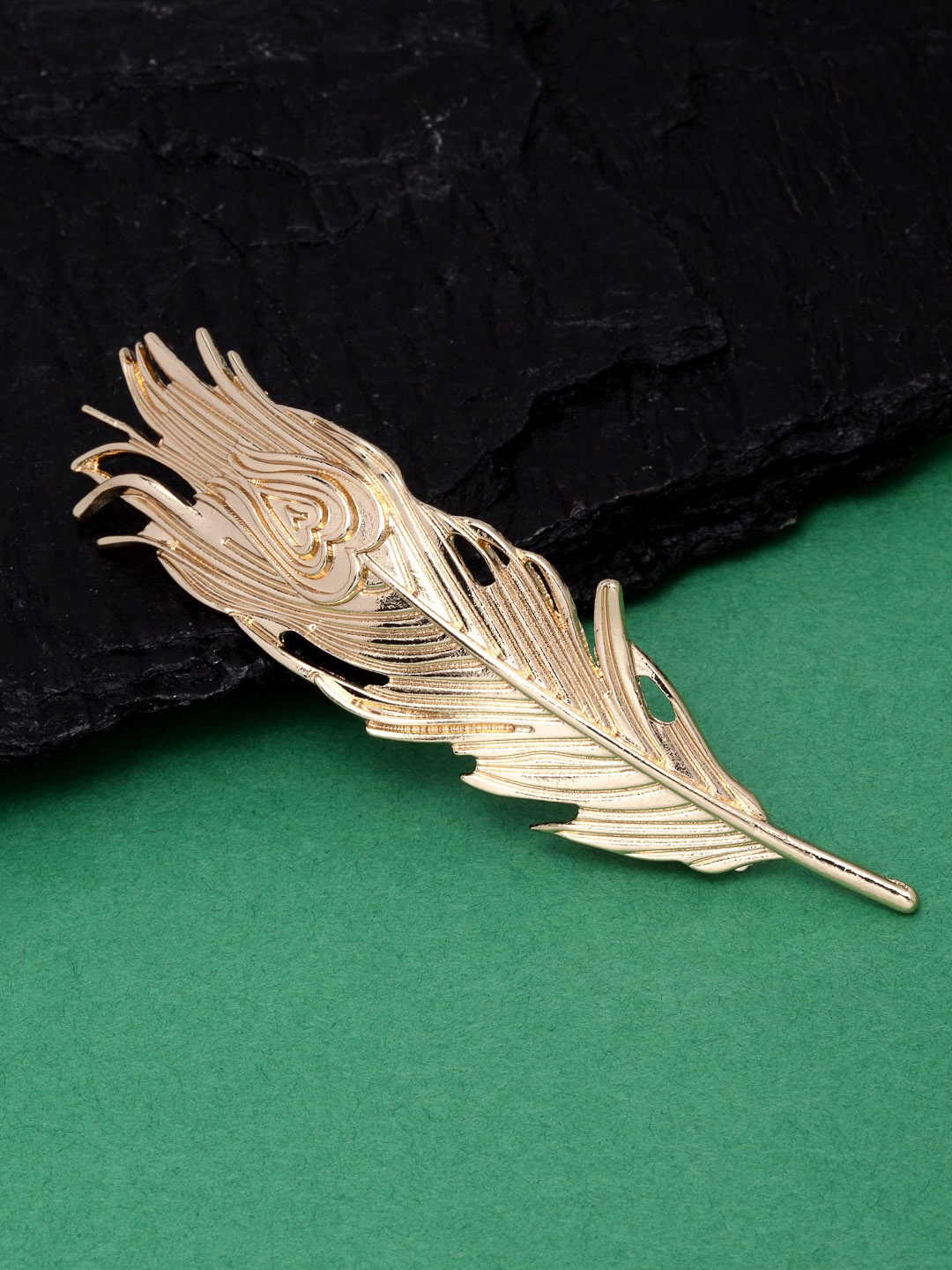 

Ferosh Gold-Toned Antique Leaf French Barrette