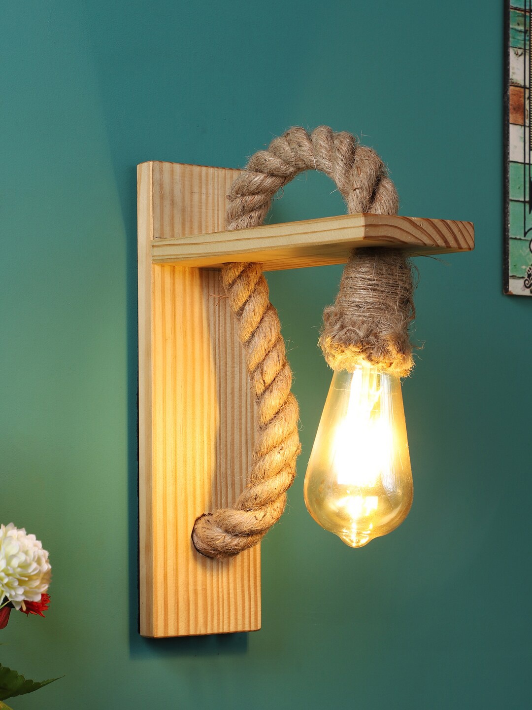 

EXIM DECOR Brown Textured Classic Country Armed Sconce Lamp