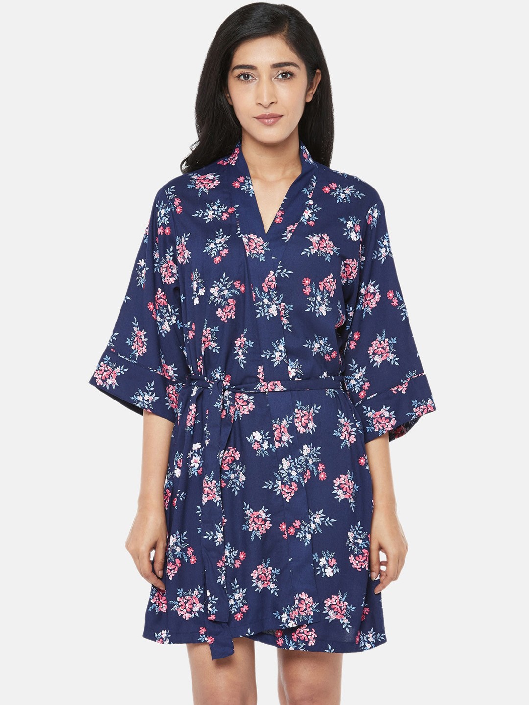 

Dreamz by Pantaloons Navy Blue Printed Nightdress