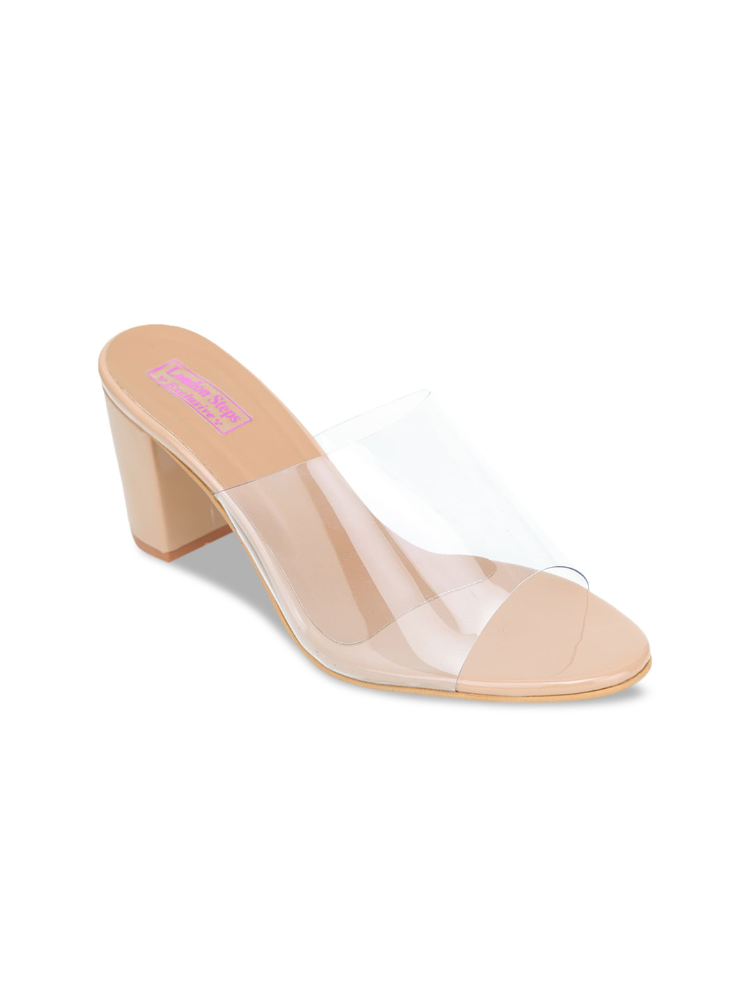 

LONDON STEPS Women Beige & Transparent Solid Mules