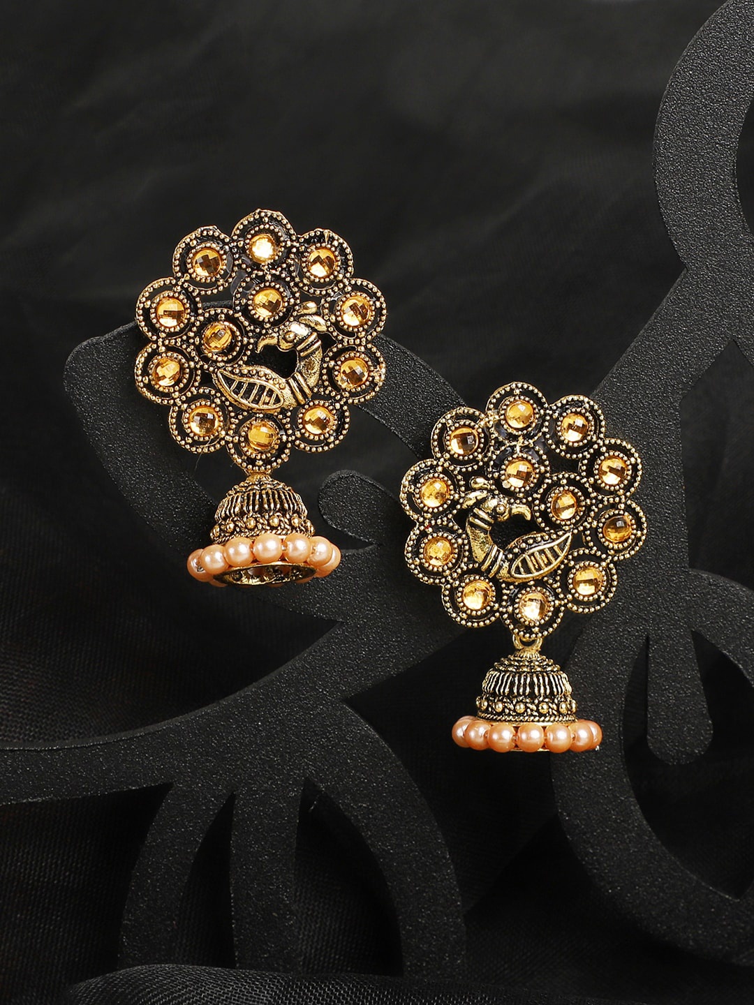 ANIKAS CREATION Gold-Toned Contemporary Jhumkas