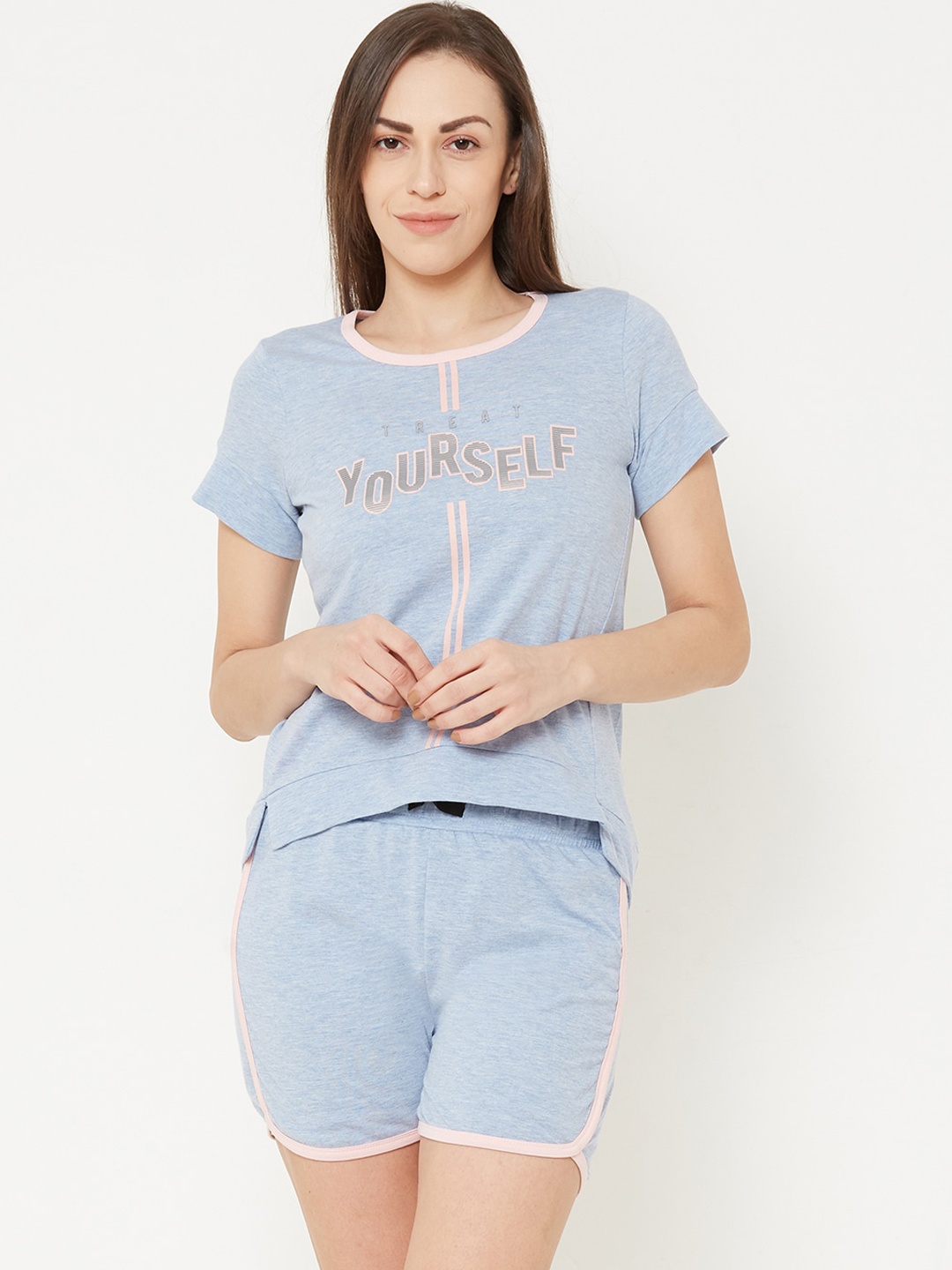 

Sweet Dreams Women Blue & Grey Printed Night suit