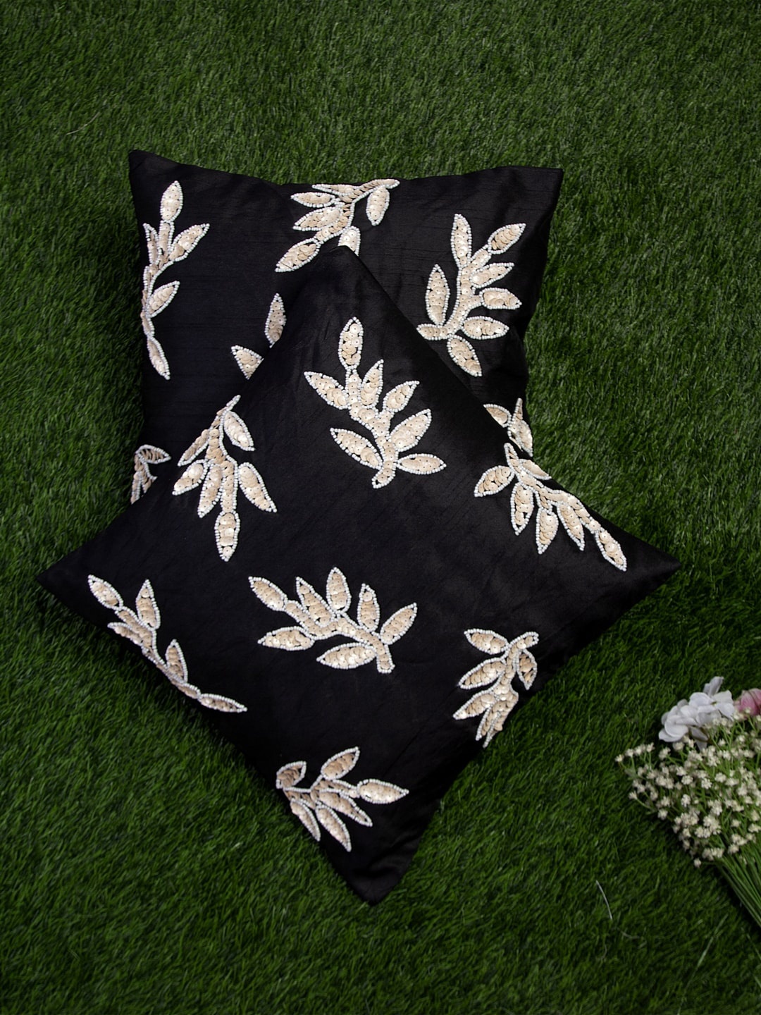 

Alina decor Black & Beige Set of 2 Ethnic Motifs Square Cushion Covers
