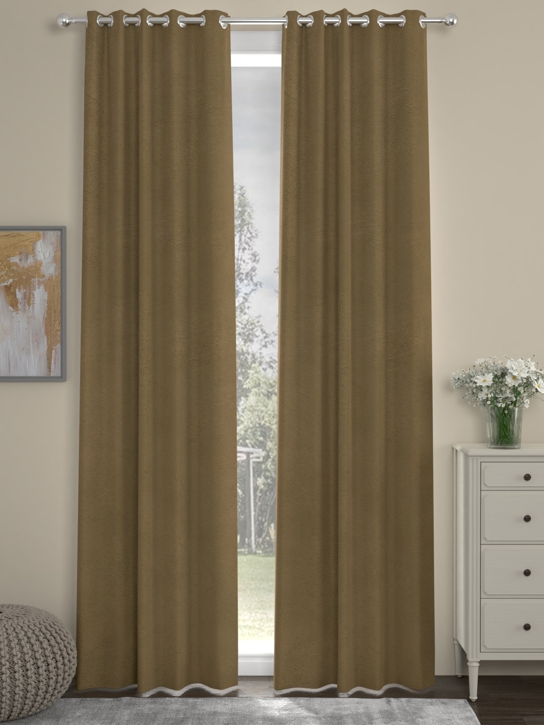 

ROSARA HOME Olive Solid Single Long Door Curtain