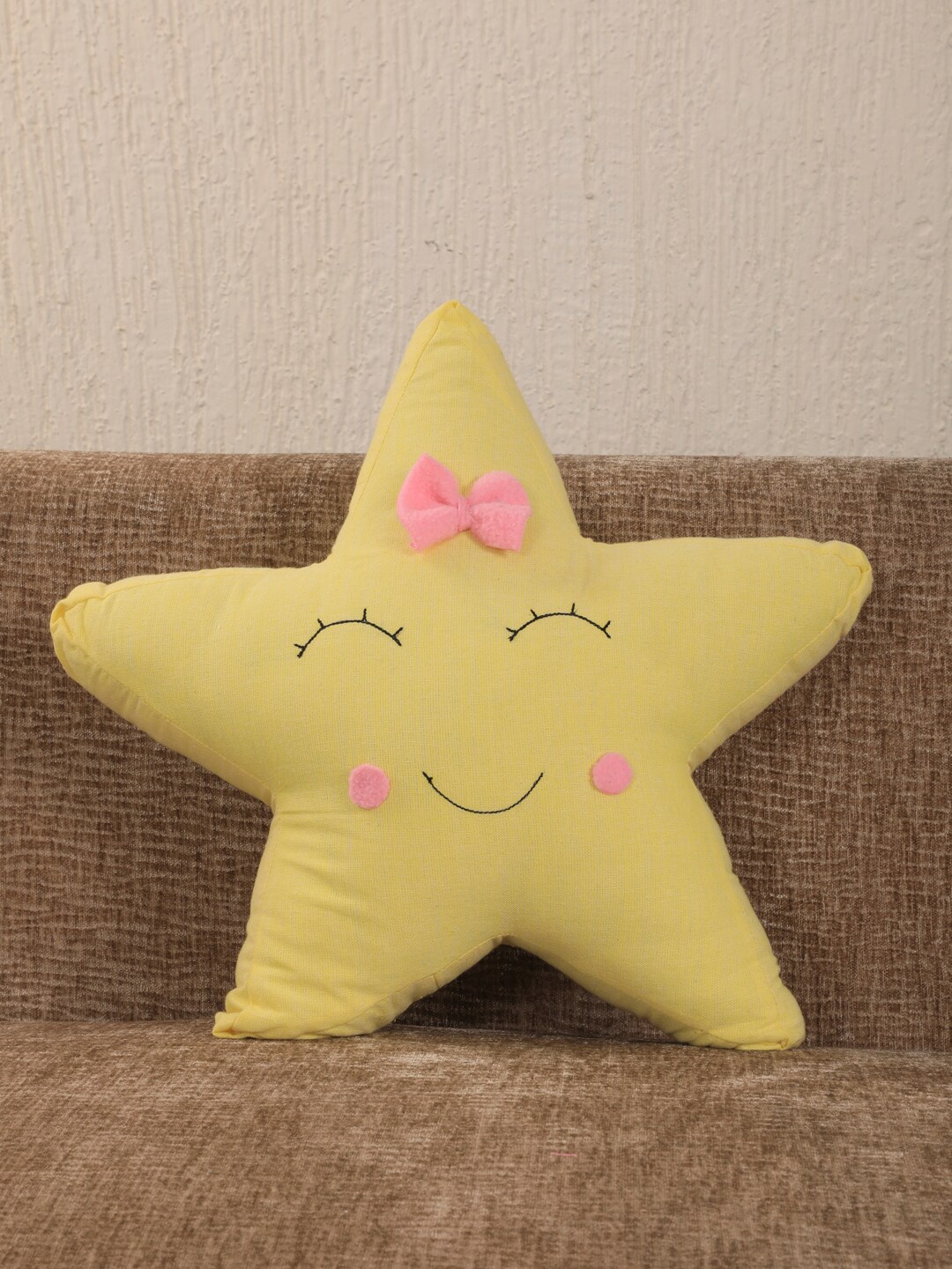 

YK Yellow & Pink Embellished Star Shaped Cushion