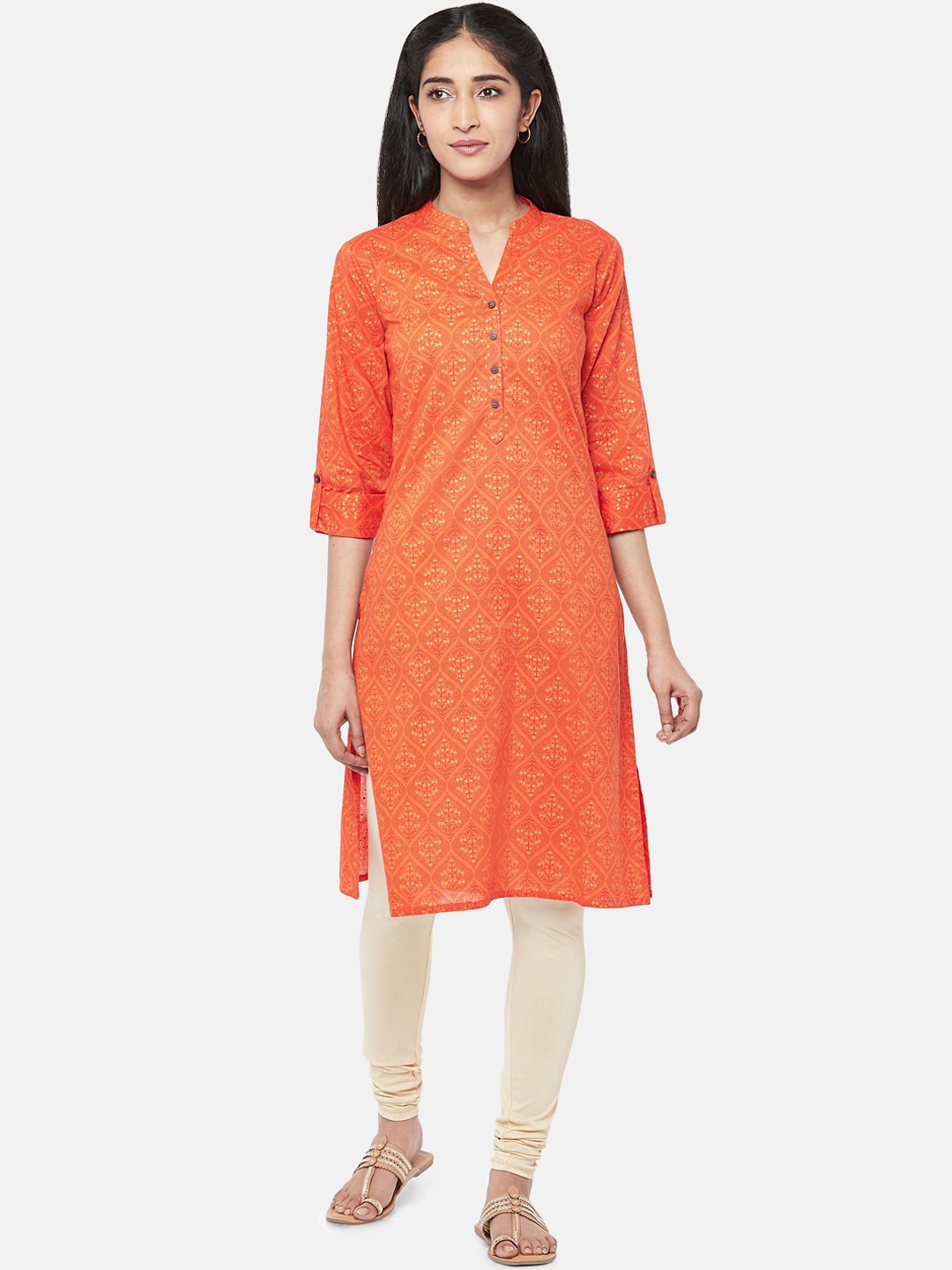 

Rangmanch By Pantaloons Women Orange Floral Printed Kurta