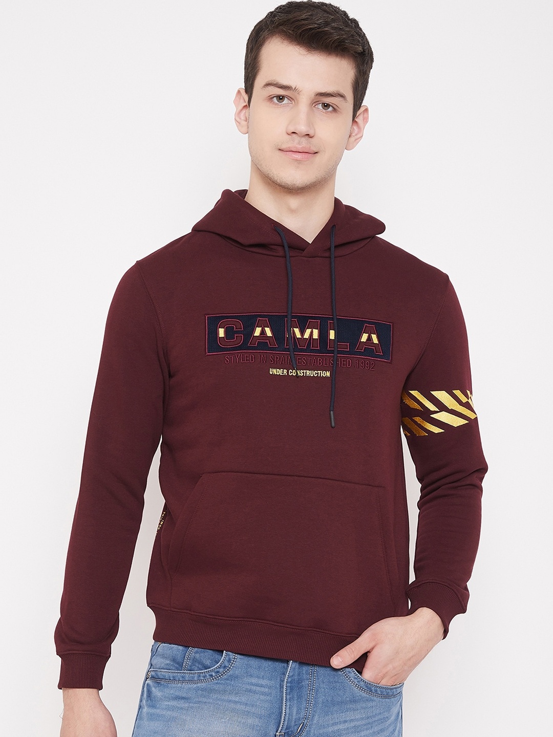 

CAMLA Men Maroon Printed Sweatshirt
