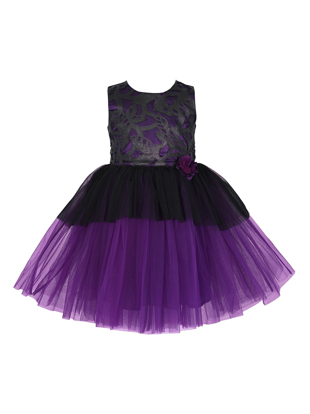 

Toy Balloon kids Girls Purple Self Design Fit and Flare Dress