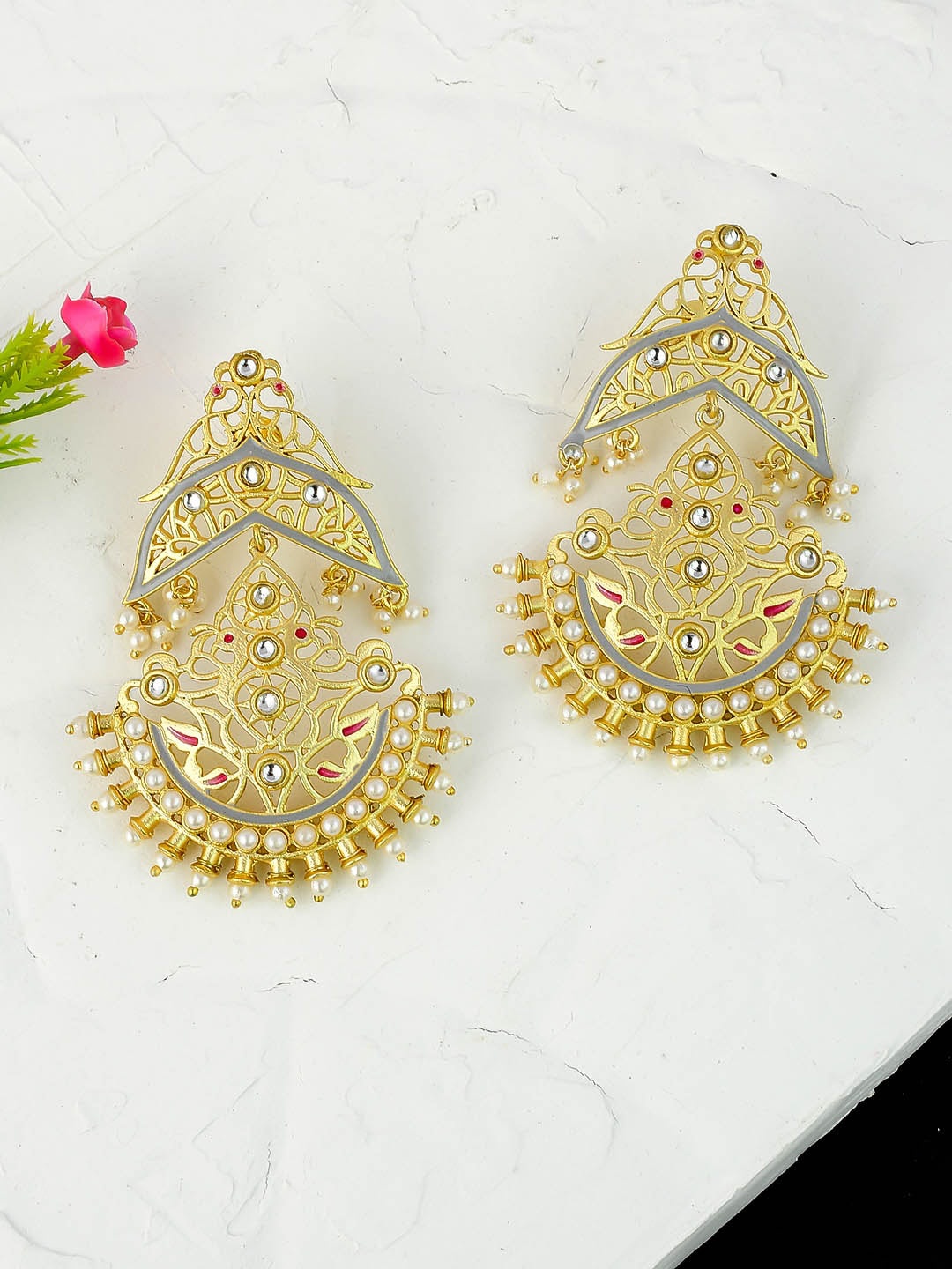 Silvermerc Designs Gold-Toned Contemporary Chandbalis