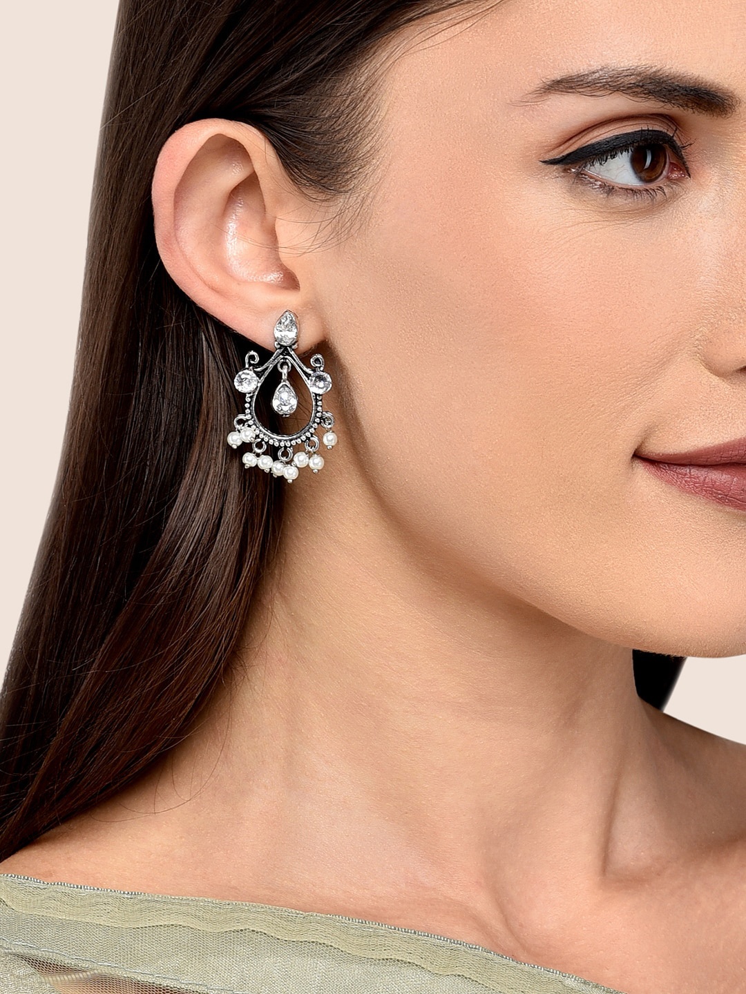 

Fida Silver-Toned Contemporary Drop Earrings