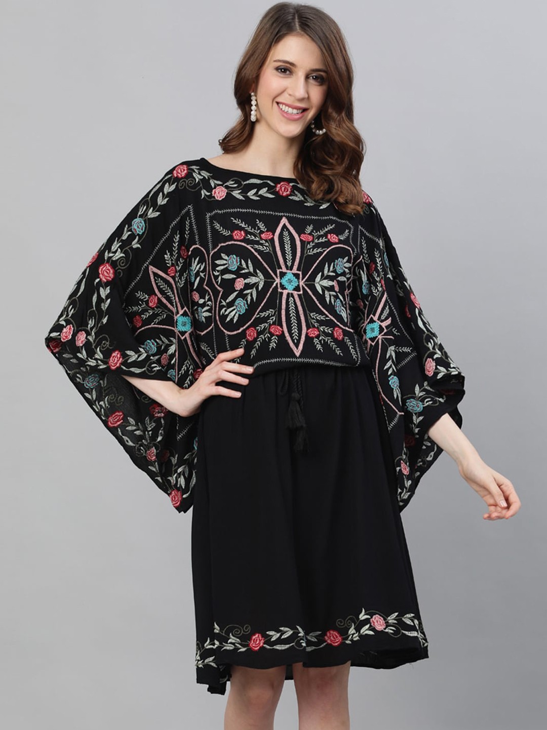 

Ishin Black Embroidered Kaftan Dress