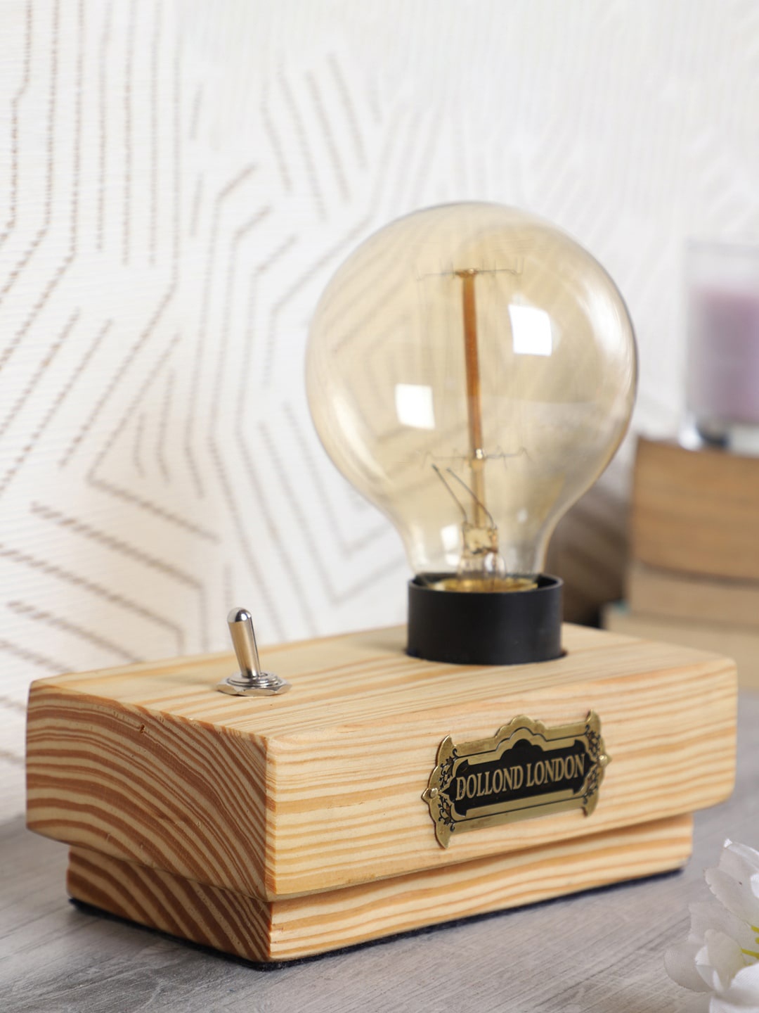 

EXIM DECOR Transparent & Brown Textured Contemporary Dollond London Edison Table Lamp