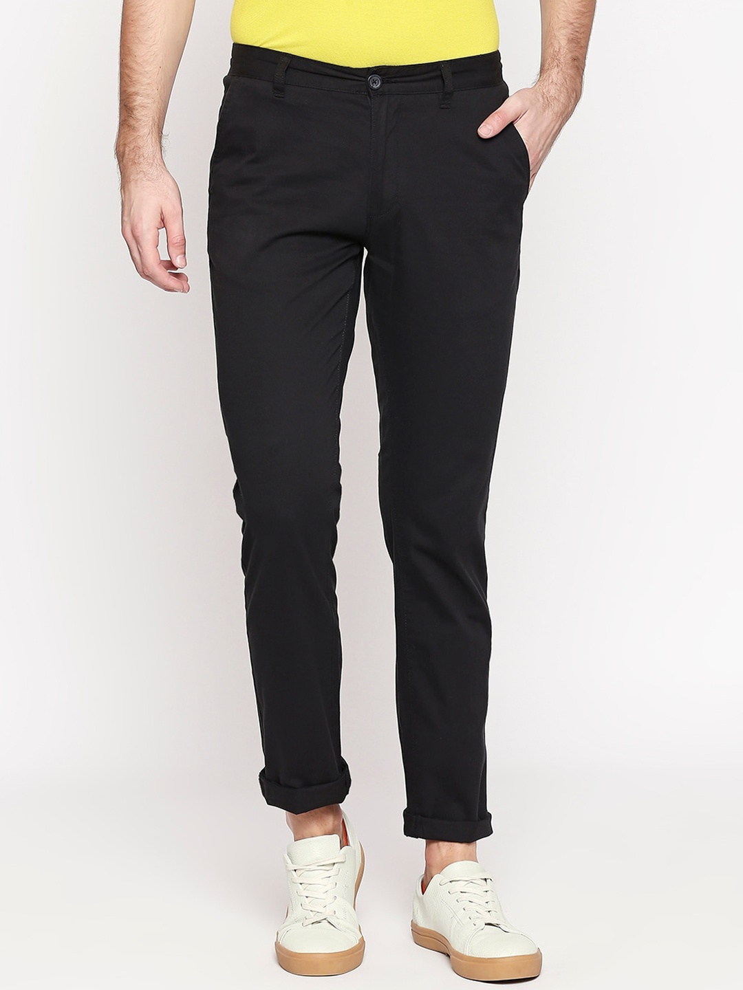 

Spiritus by pantaloons Men Black Regular Fit Solid Regular Trousers