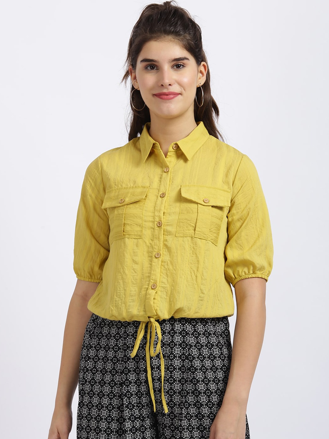 

Zink London Women Yellow Shirt Style Top