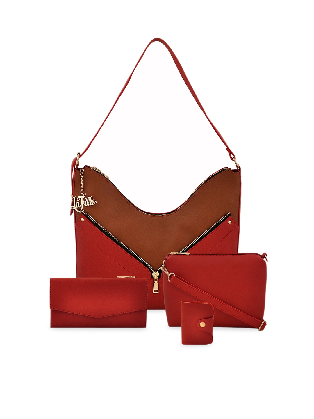 

LaFille Maroon Colourblocked Shoulder Bag Combo