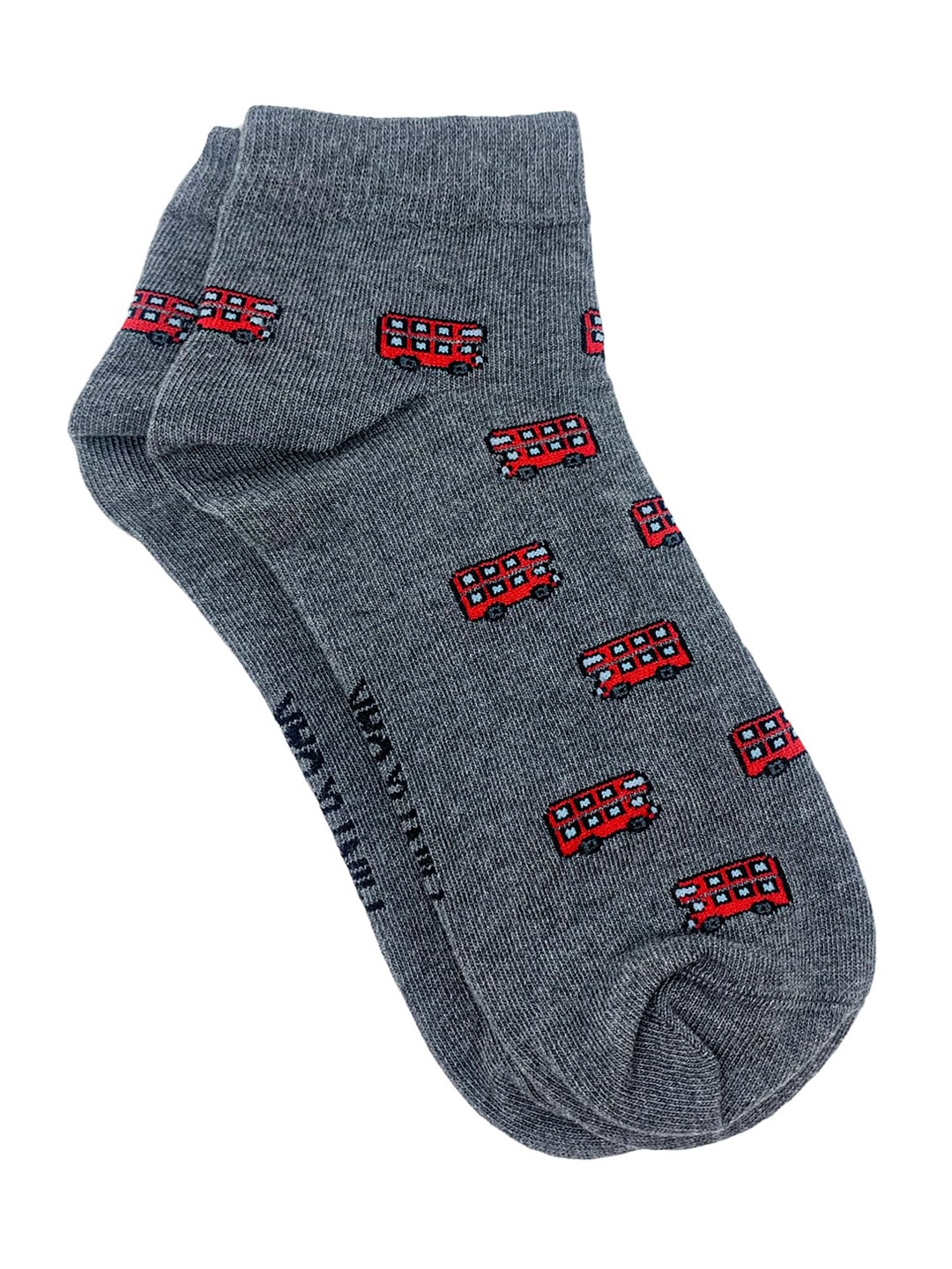 

Mint & Oak Men Grey Melange & Red Patterned Anti-Bacterial Ankle-Length Socks