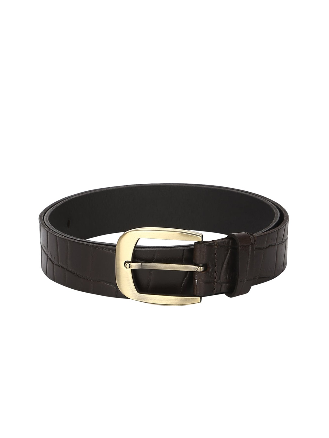

Aditi Wasan Men Brown Croc Skin Textured Genuine Leather Belt