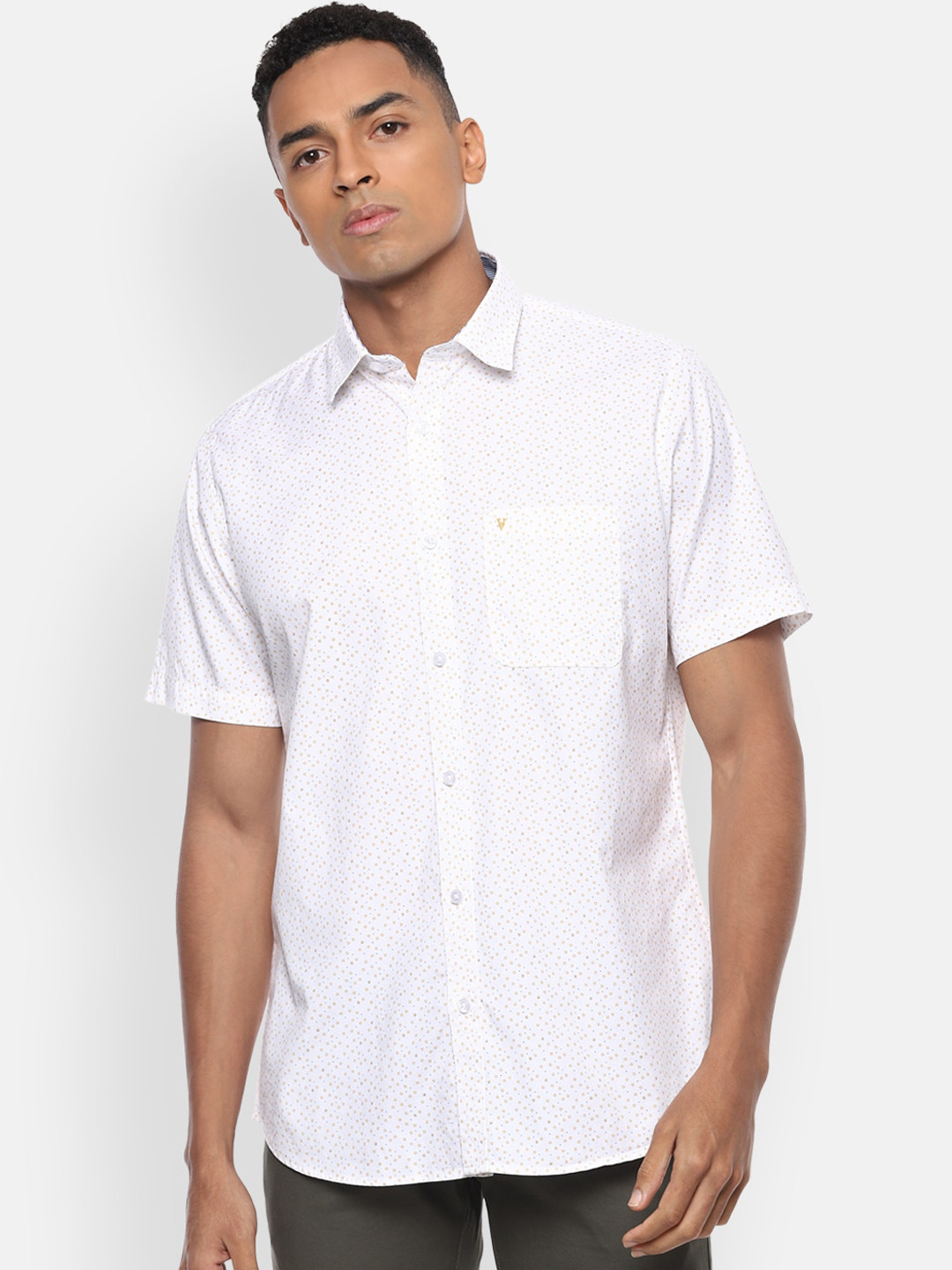 

Van Heusen Sport Men White & Yellow Slim Fit Printed Cotton Casual Shirt