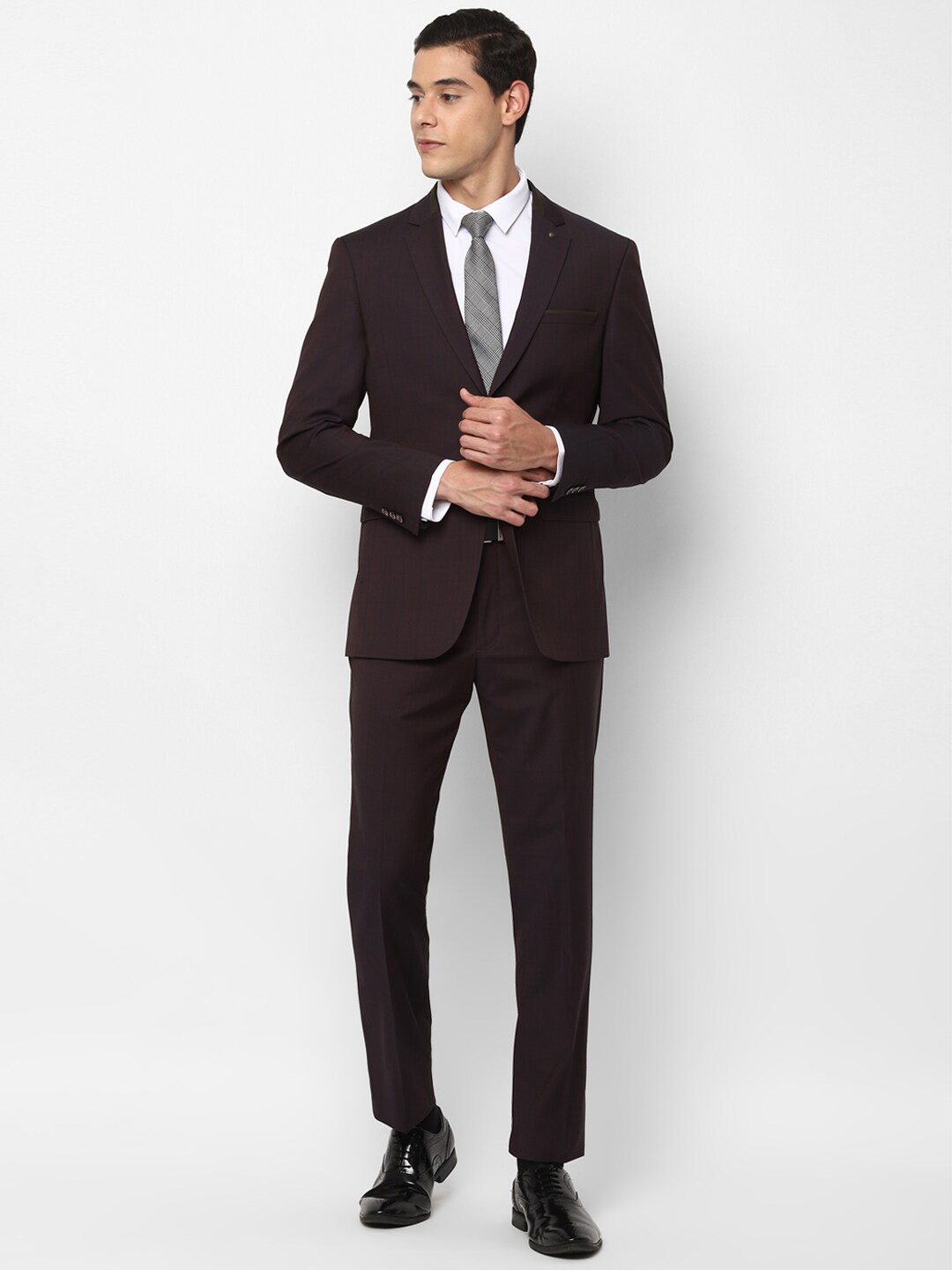 

Allen Solly Men Black Checked Slim Fit Single-Breasted Formal Suit