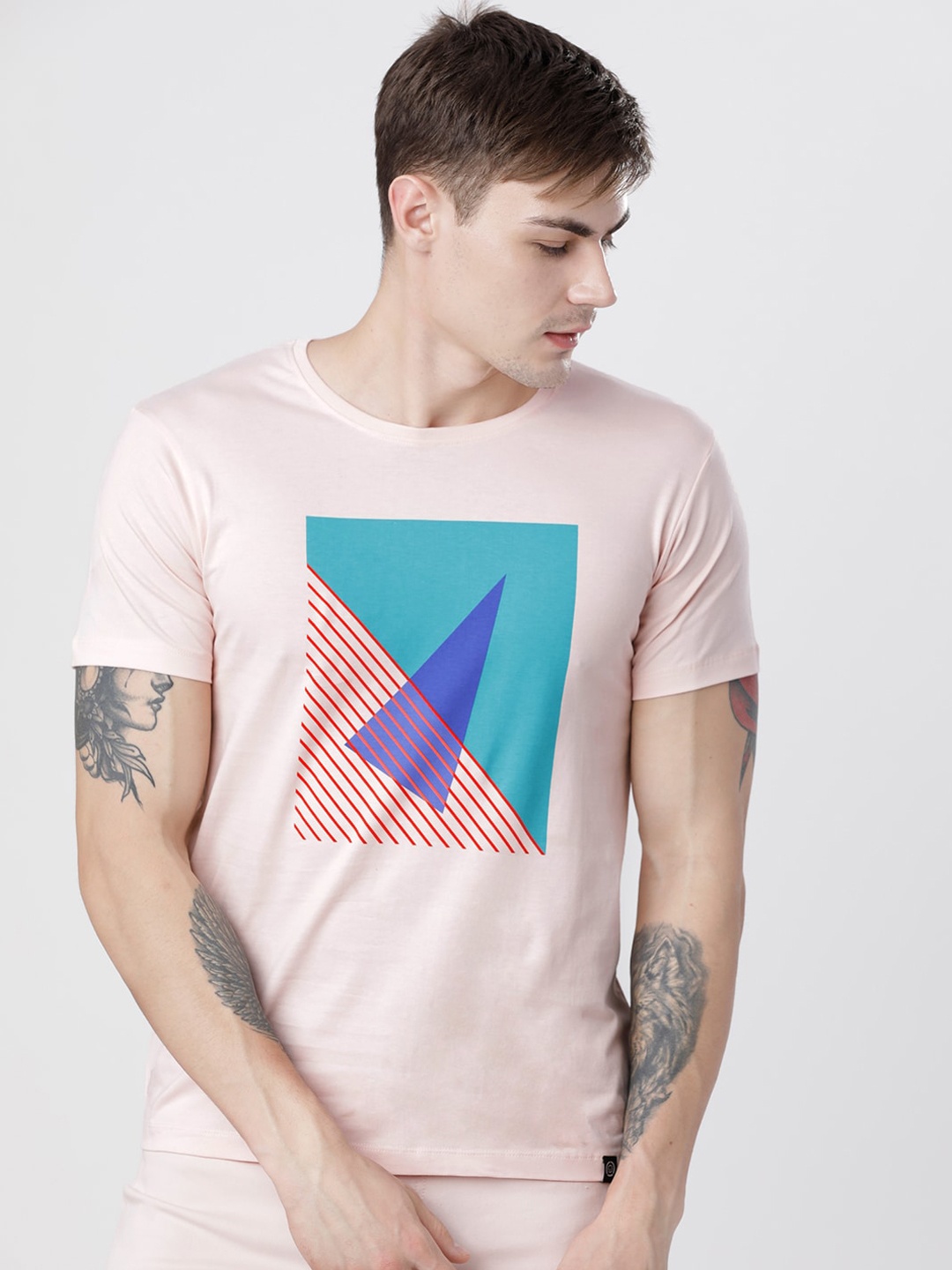 

LOCOMOTIVE Men Orange Printed Round Neck T-shirt