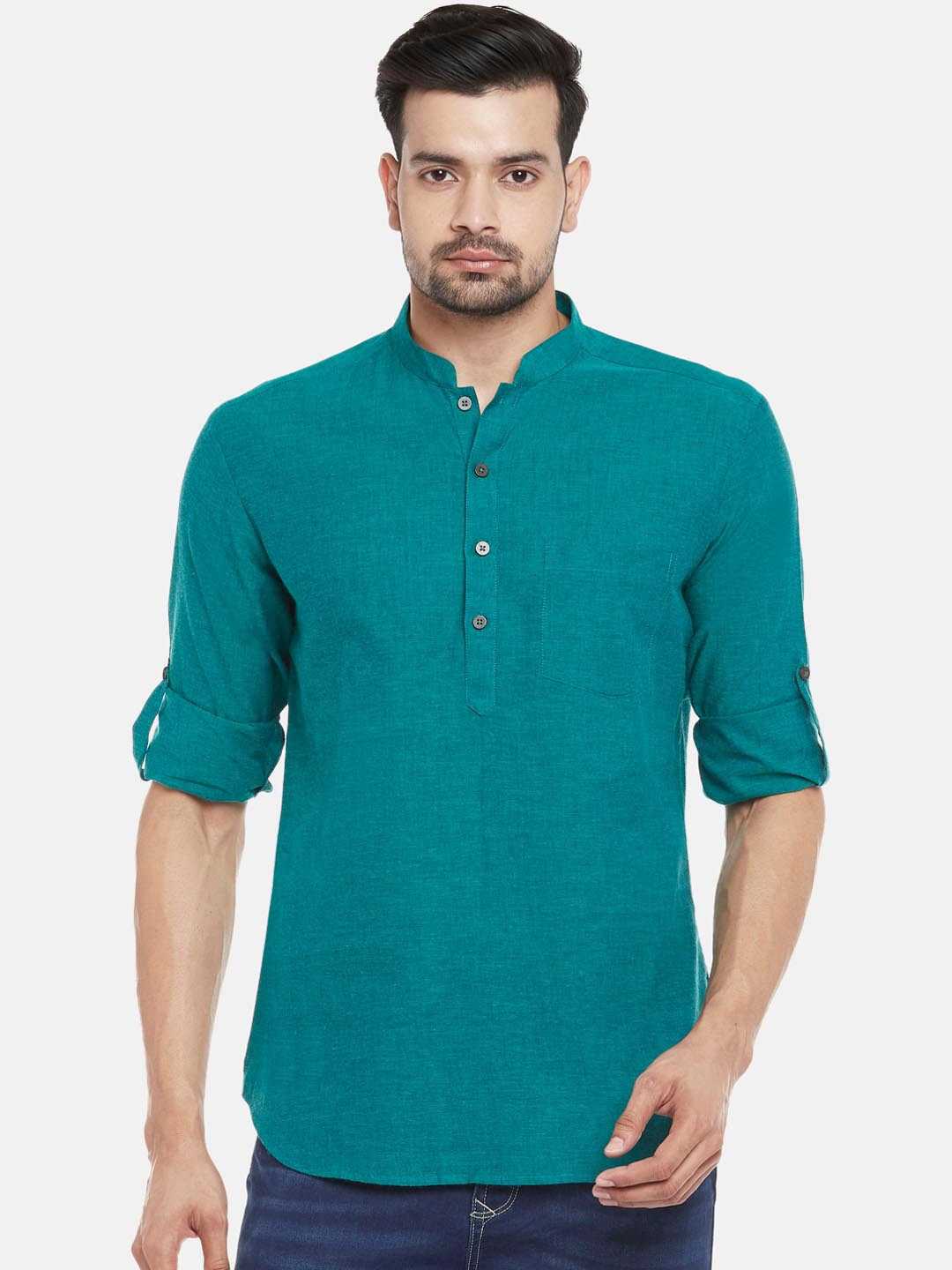 

Indus Route By Pantaloons Men Teal Kurta
