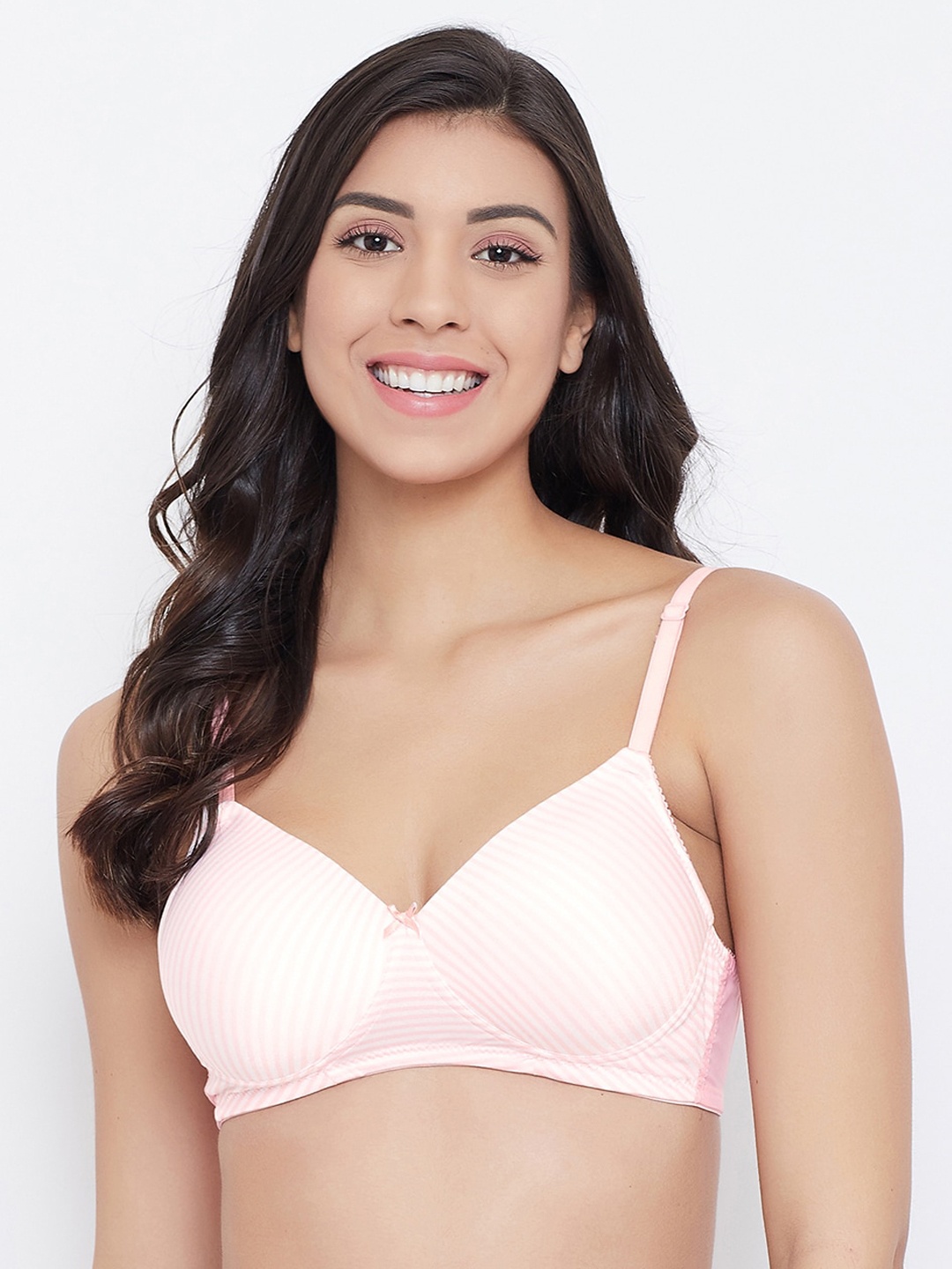 

Clovia Pink & White Printed Non-Wired Lightly Padded T-shirt Bra