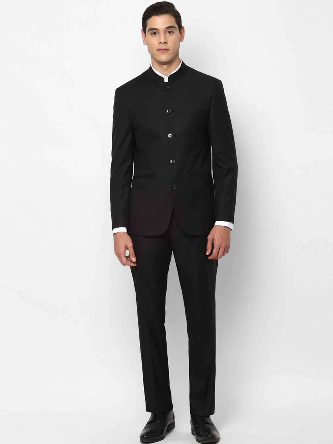 

Allen Solly Men Black Solid Slim Fit Bandhgala Suit