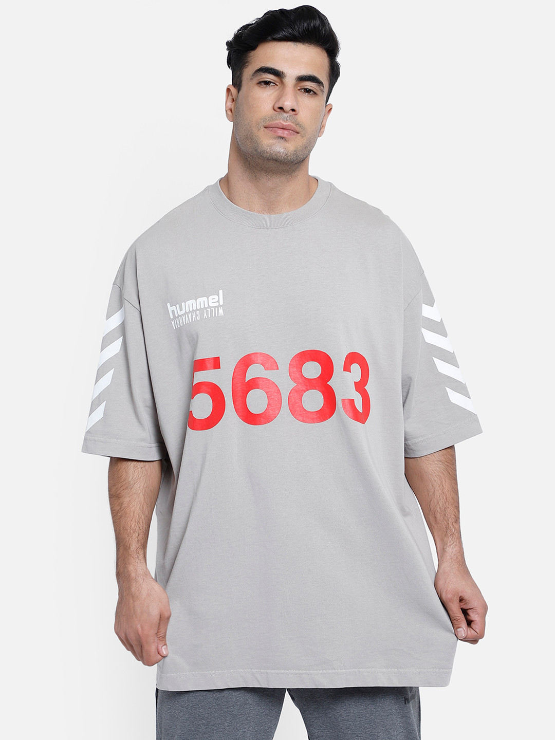 

hummel Men Grey Printed Round Neck T-shirt