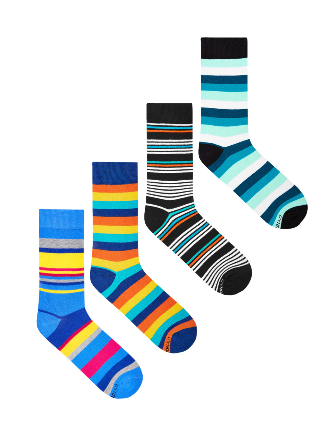 

Dynamocks Unisex Pack Of 4 Striped Calf-Length Socks, Multi