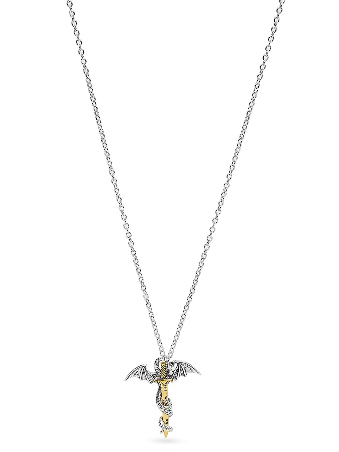 OOMPH Men Silver-Toned & Gold-Toned Handcrafted Pendant With Chain