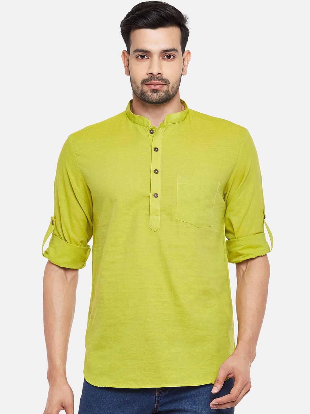 

Indus Route By Pantaloons Men Green Kurta