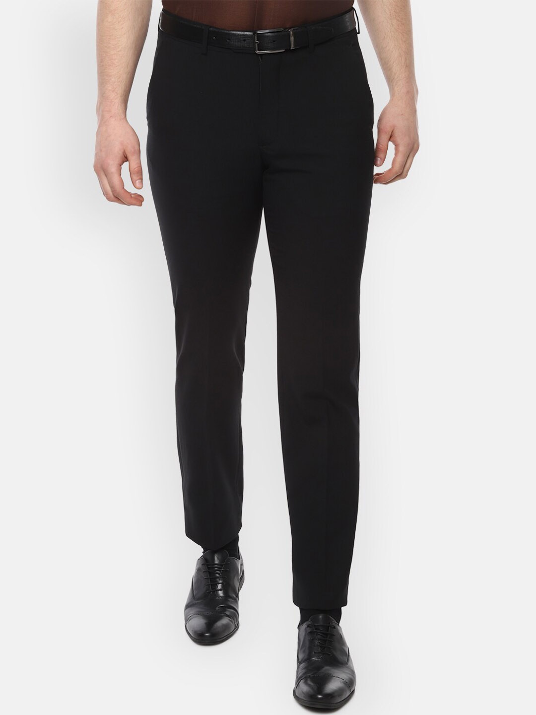 

Luxure by Louis Philippe Men Black Slim Fit Solid Formal Trousers