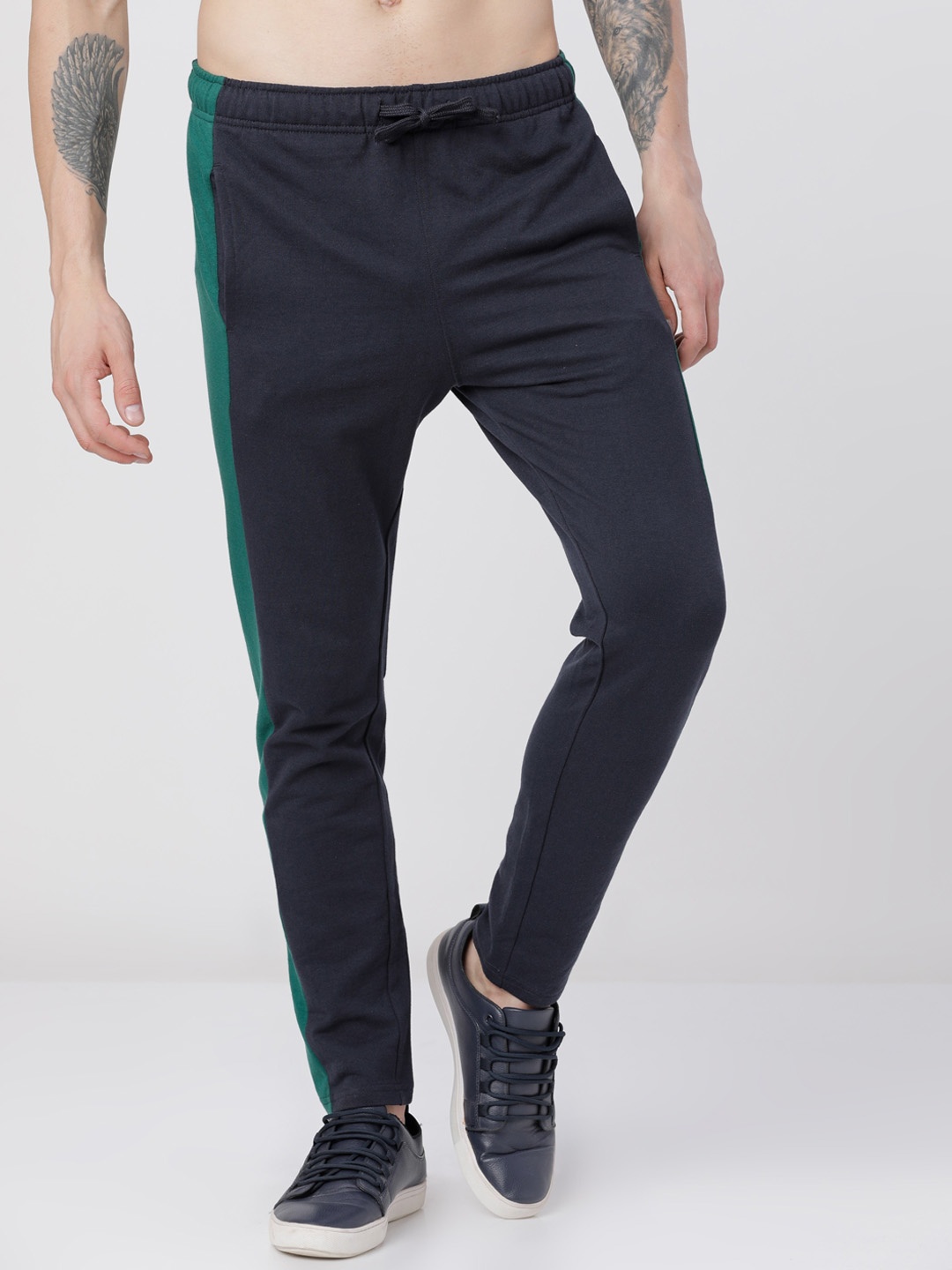 

HIGHLANDER Men Navy Blue & Green Solid Slim-Fit Track Pants