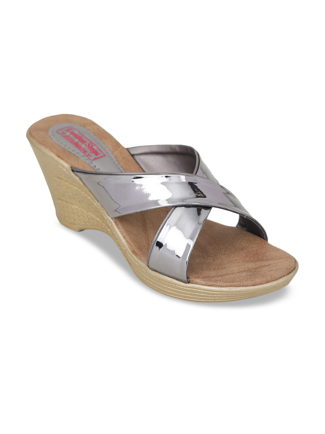

LONDON STEPS Women Grey Solid Sandals