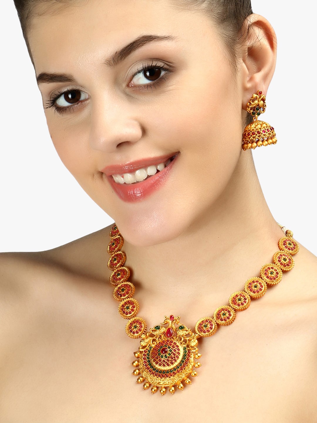 Adwitiya Collection 24CT Gold-Plated Handcrafted Antique Jewellery Set