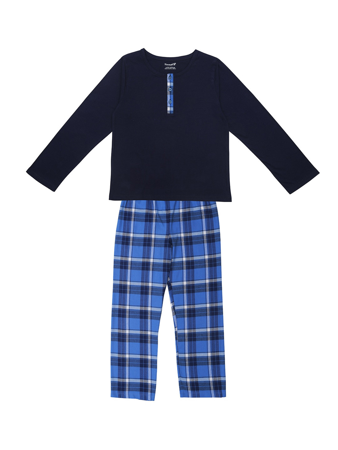

FUNKRAFTS Girls Navy Blue & Grey Solid Night suit