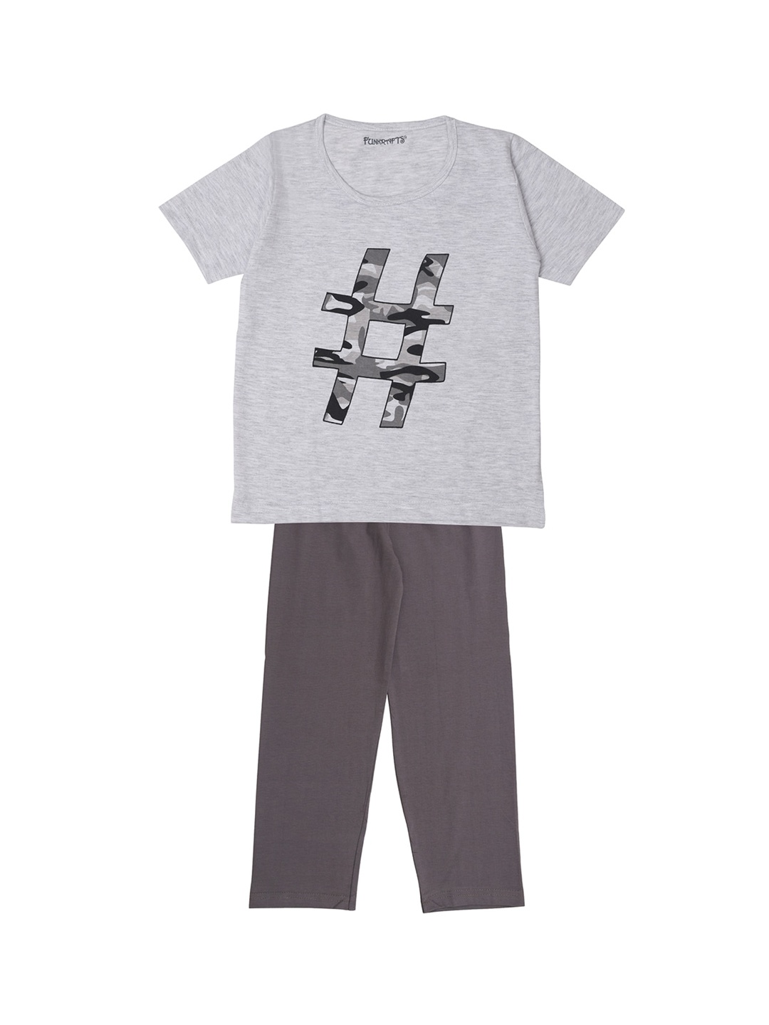 

FUNKRAFTS Boys Grey Printed Night suit
