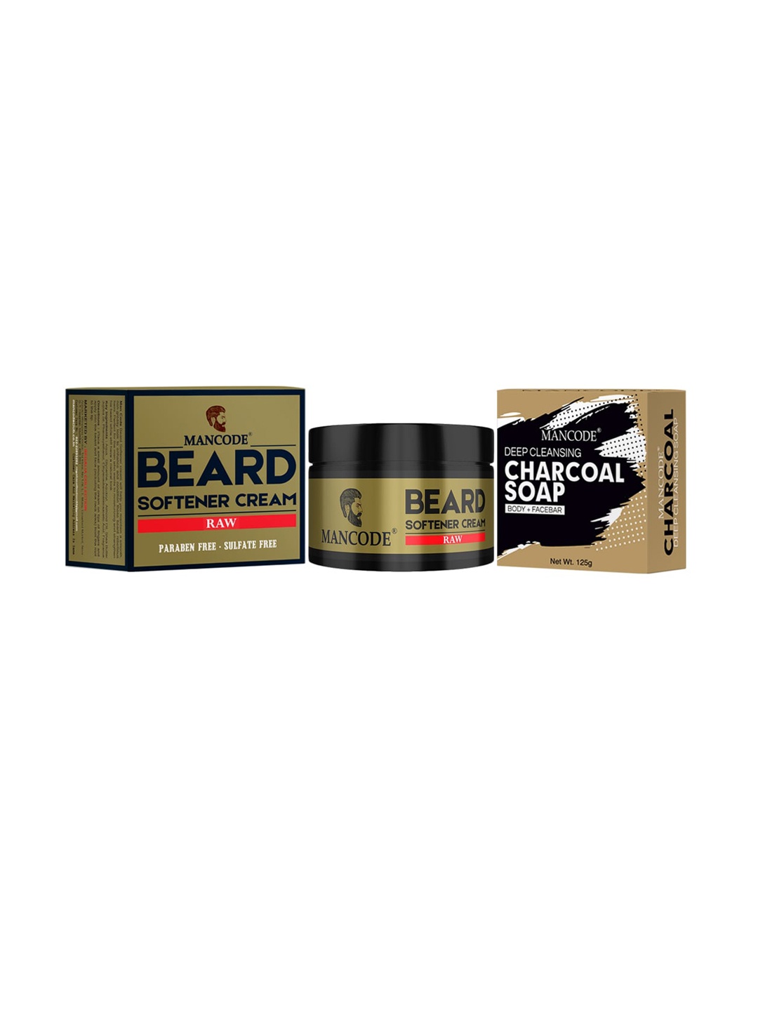 

MANCODE Combo of 2 Beard Softening Cream Raw & Charcoal Soap, Black
