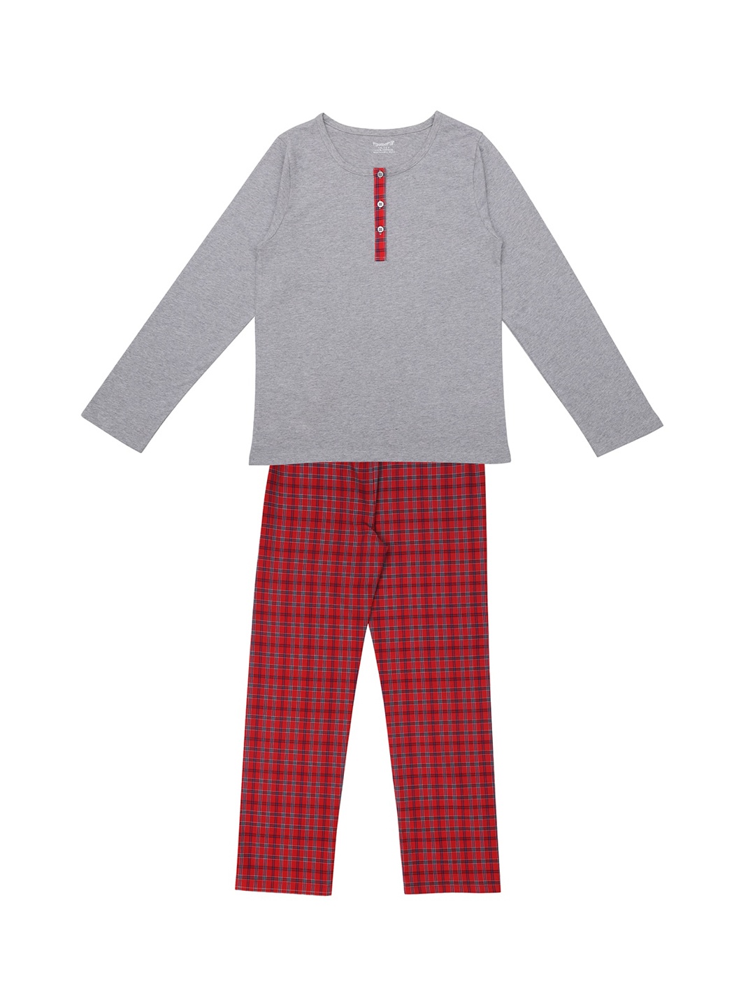 

FUNKRAFTS Girls Red & Grey Solid Night suit