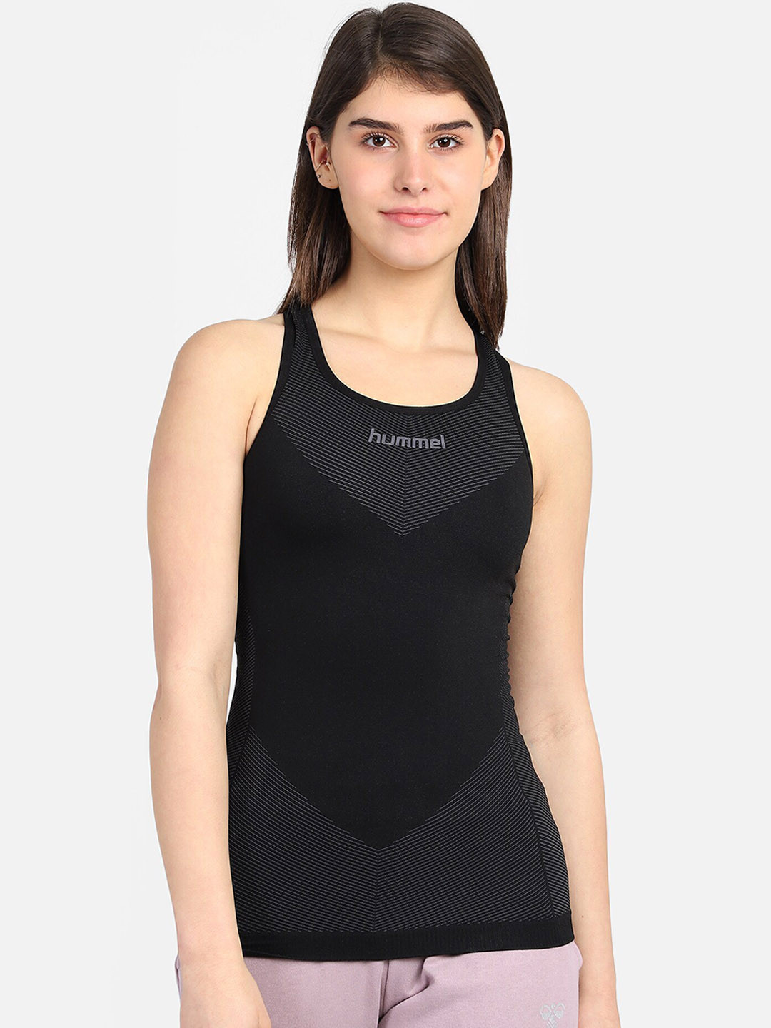 

Hummel Women Black Solid Tank Top