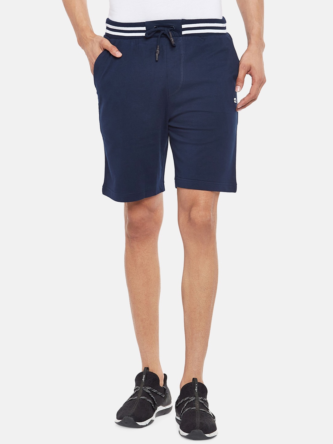 

Ajile by Pantaloons Men Navy Blue Solid Slim Fit Regular Shorts