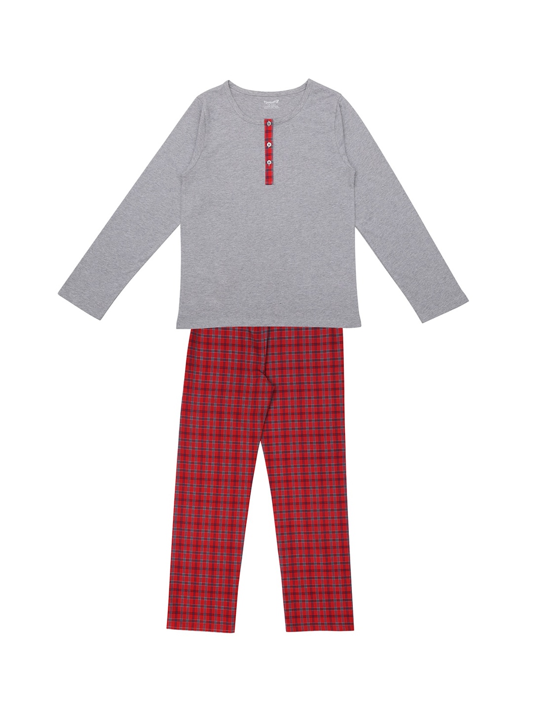 

FUNKRAFTS Girls Red & Grey Solid Night suit